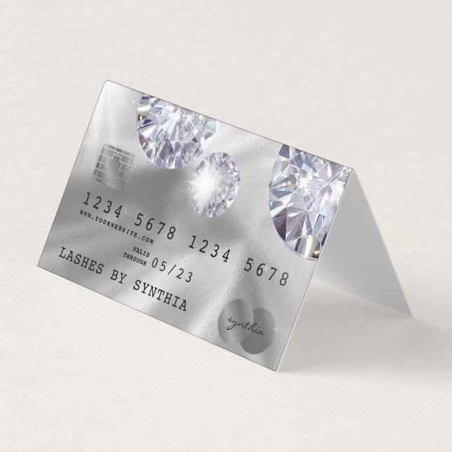 Kredit Card Stil Silver Diamond Visitkort (Framsida)