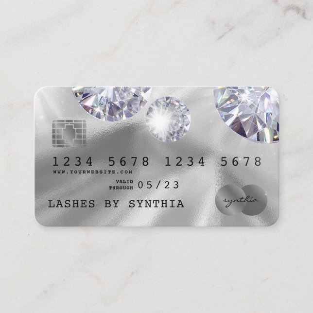 Kredit Card Stil Silver Diamond Visitkort (Framsida)