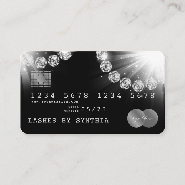 Kredit Card Stil Silver Diamond Visitkort (Framsida)