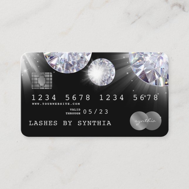 Kredit Card Stil Silver Diamond Visitkort (Framsida)