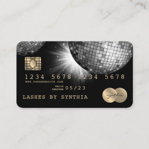 Kredit Card Stil Silver Disco Boll Glittering 70-t Visitkort