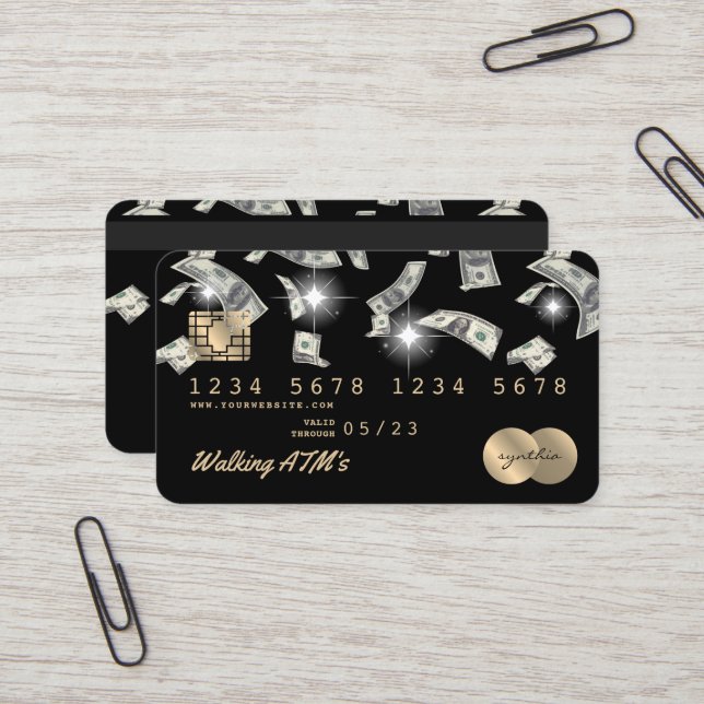 Kredit Card Stylt ATM-pengar pengarar Visitkort (Fram/Back In Situ)