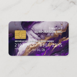 Kredit-kort Blue Lila Guld Marble Visitkort