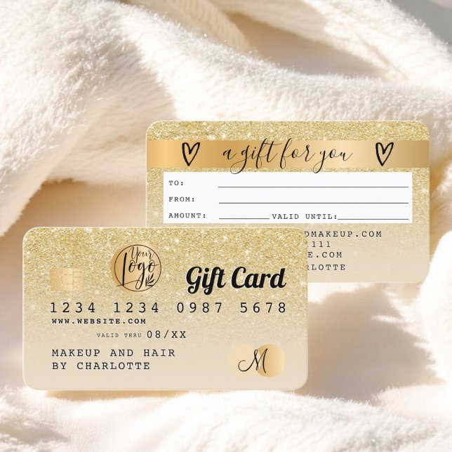 Kredit-kort chic guld glitter-presentkort visitkort (Credit card chic gold glitter ombre gift card)