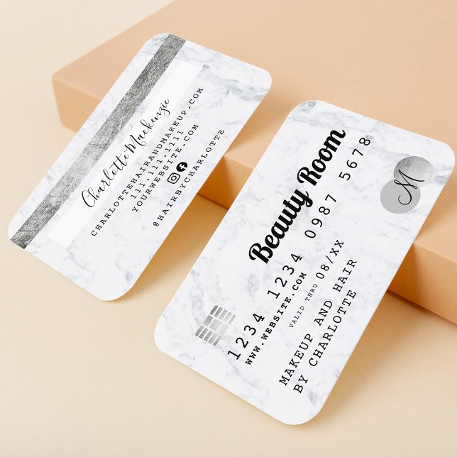 Kredit-kort, chic monogram för skönhetsmätare visitkort (Skapare uppladdad)