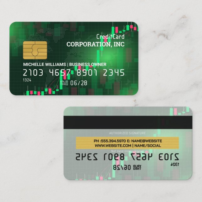 Kredit-kort | Finansiellt styrkeregldiagram Visitkort (Fram/baksida)