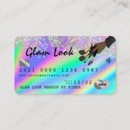 Kredit-kort för holografik & Glitter Makeup-artist Visitkort