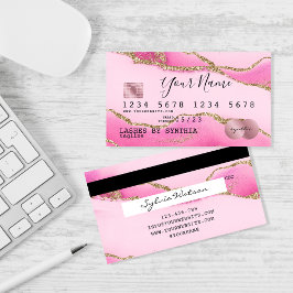 Kredit-kort formaterad Rosa Agate Guld Makeup Visitkort