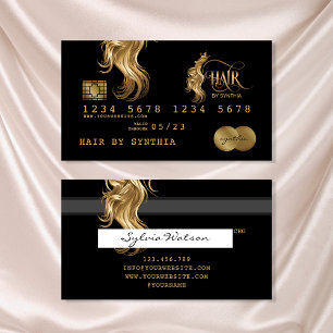 Kredit-kort formaterat Guld Hair Stylist Visitkort
