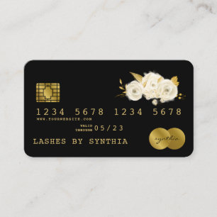 Kredit-kort, formaterat svart Blommigt Guld Visitkort