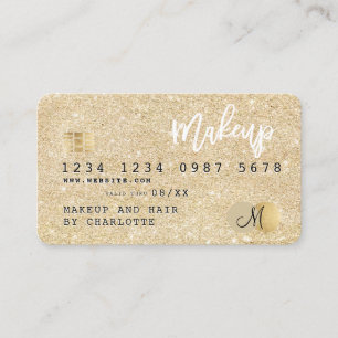 Kredit kort guld glitter hårmakeup monogram