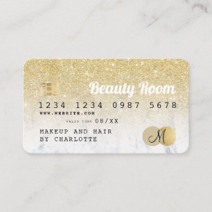 Kredit-kort guld glitter-marmorskönhetsmonogram visitkort