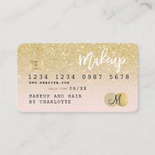 Kredit-kort guld glitter  rosa giromonogram visitkort