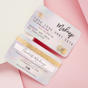 Kredit-kort, guld pärlhårsmakeup monogram visitkort