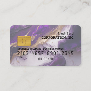 Kredit-kort   Guld Violet Marble Visitkort