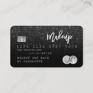 Kredit kort hårsmink svart glitter monogram