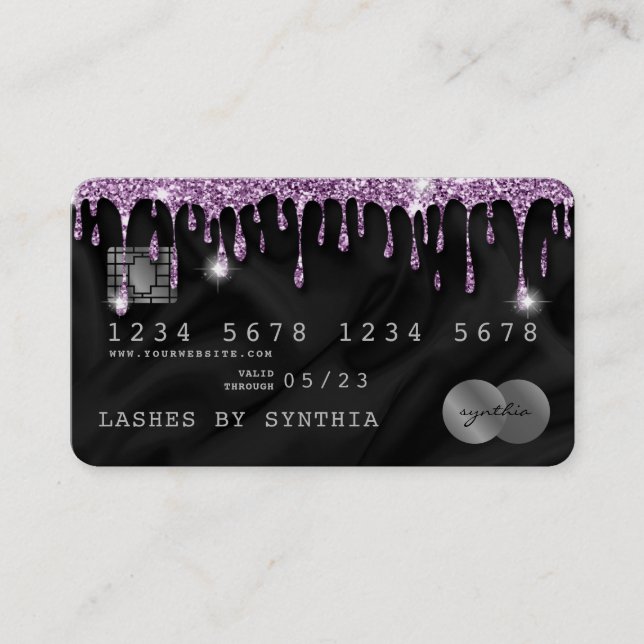 Kredit-kort med formaterad bildtext Violet Silke Visitkort (Framsida)