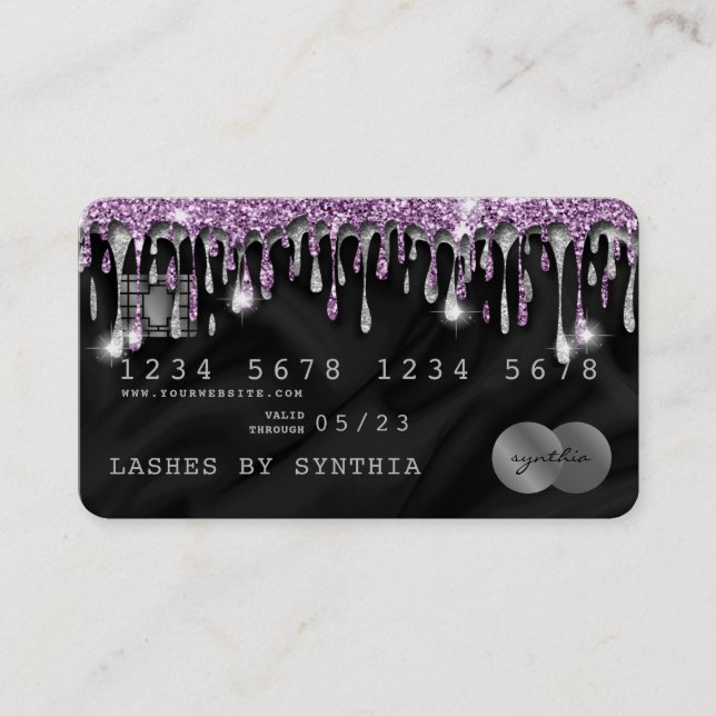 Kredit-kort med formaterad bildtext Violet Silke Visitkort (Framsida)