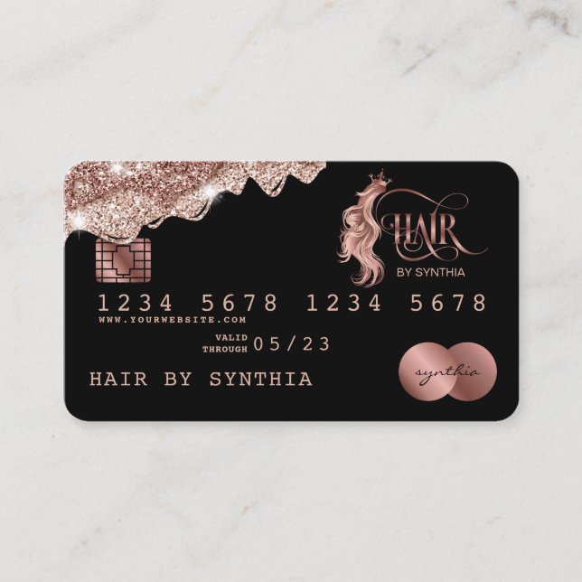 Kredit-kort med formaterad droppning Ro Guld Hair  Visitkort (Framsida)