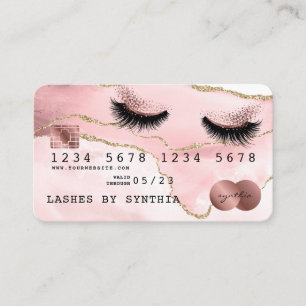Kredit-kort med stilen Rosa Agate Long Lash Visitkort