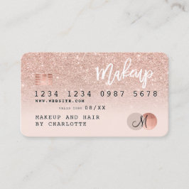 Kredit-kort ro glitter guld  rosa monogram visitkort