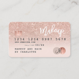 Kredit-kort ro glitter guld rosa monogram visitkort