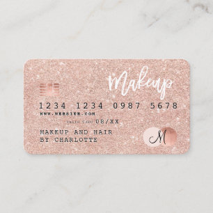Kredit-kort ro glitter makeup hår monogram visitkort