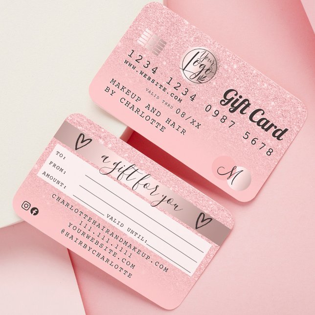 Kredit-kort ro guld rosa glitter-presentkort visitkort (Skapare uppladdad)
