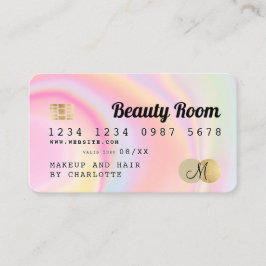 Kredit-kort rosa rainbox enmajsmarmor monogram visitkort