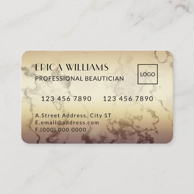 Kredit-kort ser ut som gyllene marmor visitkort (Framsida)