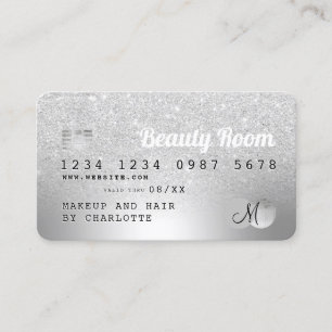 Kredit kort silver foil glitter skönhetsmonogram