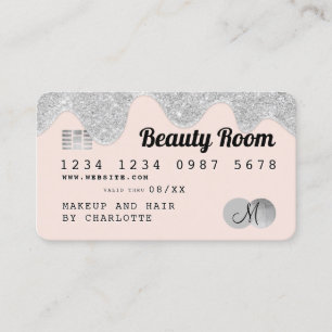 Kredit-kort silver glitter är skönhet i chic visitkort