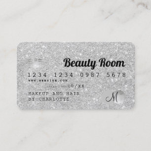 Kredit kort silver glitter skönhetsmonogram