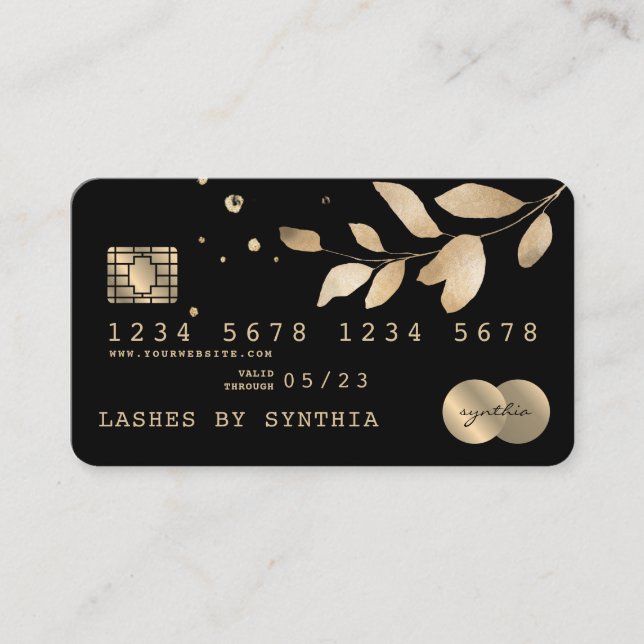 Kredit-kortet formaterat Greenery Guld Visitkort (Framsida)