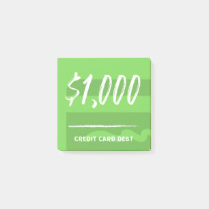 Kredit-kortskuld ($1 000) post-it block