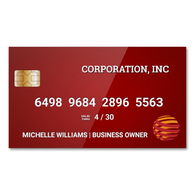 Kreditkort | Glossy Red Magnetiska Visitkort (Framsida)