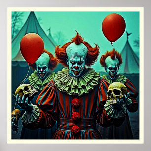Kreepy Clown Horror Scene Design Poster