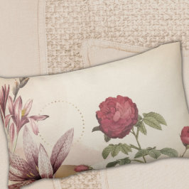 Krem & Burgunder Minimalistisk Blommig Design Lumbarkudde