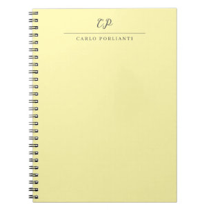 Krem Modern Monogram Calligrafi Enkel Namn Anteckningsbok