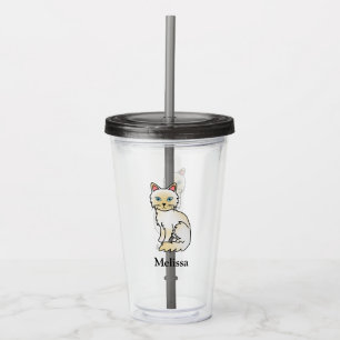 Kremfärgad Birman / Ragdoll Katt Med Anpassat Namn Take Away Mugg