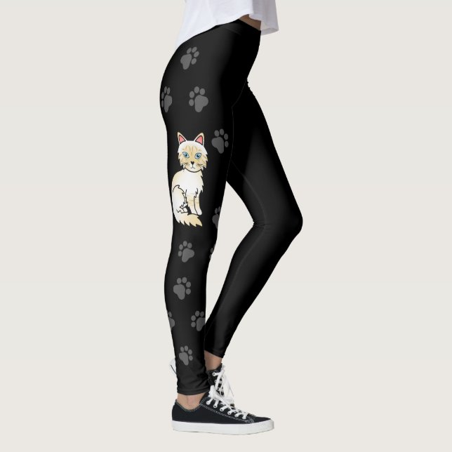Kremfärgad tabby-point Birman/Ragdoll Katt & Svart Leggings (Höger)