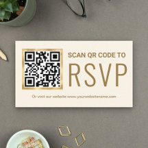 Kremgul guld folie QR-kod RSVP Bröllopswebbplats