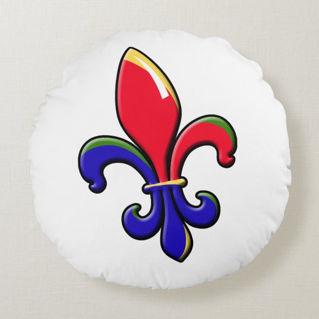 Kreol Fleur de Lis Runda kudder Rund Kudde (Framsidan)