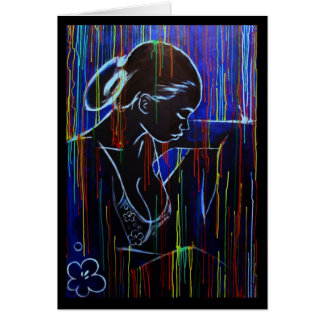 Kreolen regnar - blått hälsningskort