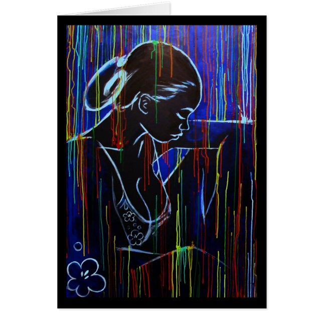 Kreolen regnar - blått hälsningskort (Framsidan)