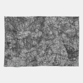 Krepor på repor på ett lätt fläckat grått kökshandduk