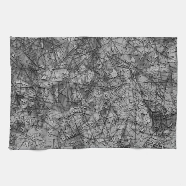 Krepor på repor på ett lätt fläckat grått kökshandduk (Horisontell)