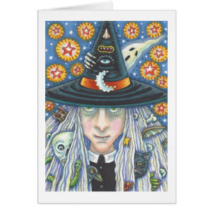 KREPY WITCH, EVIL ÖGA, GOTH GREETARD CARD Blank OBS Kort