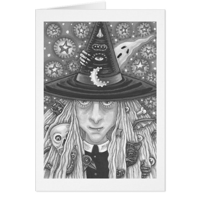 KREPY WITCH, EVIL ÖGA, GOTH GREETARD CARD Blank OBS Kort (Framsidan)