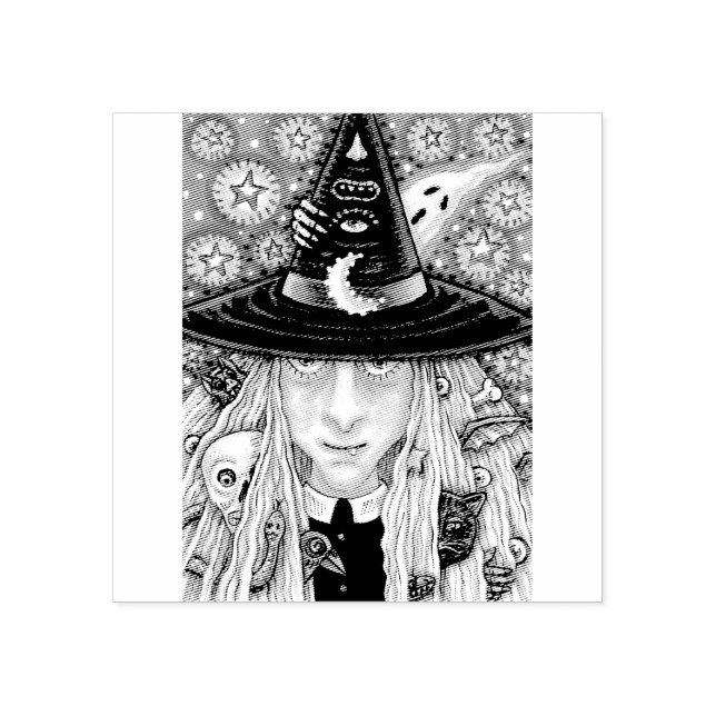 KREPY WITCH, EVIL ÖGA, SKULL, FLADDERMUS GUBBER FR STÄMPEL (Tryck)